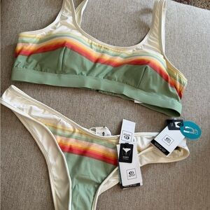 Rip curl retro Colorful Striped Bikini Set - D cup, XL, NWT